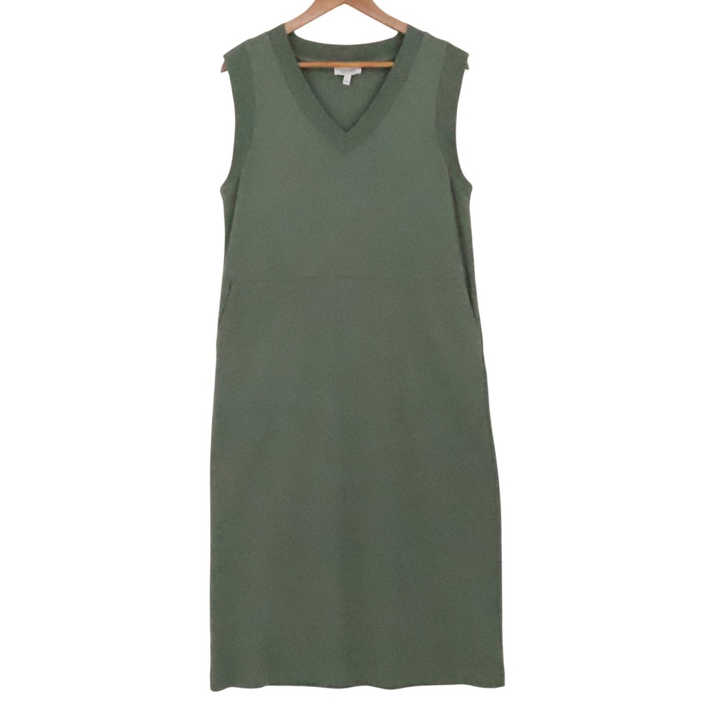 Haven Well Within Organic Cotton Interlock Midi Dress Womens Size M Green Pocket